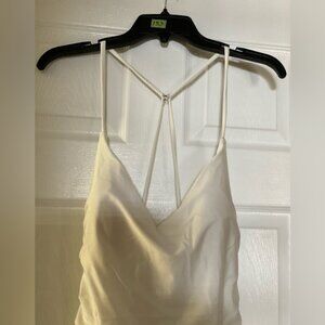 🌾 ⭐️ LA FEMME  NWOT Cross Back Satin Jersey Trumpet Gown